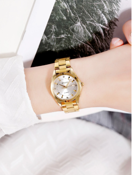 Shein - Water Resistant Round Pointer Quartz Watch