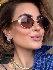 Shein - Metal Retro Women's Oval Fashion Glasses