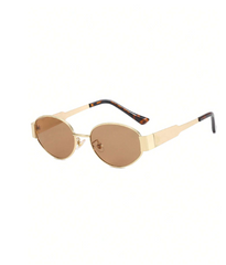 Shein - Metal Retro Women's Oval Fashion Glasses