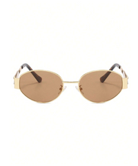 Shein - Metal Retro Women's Oval Fashion Glasses