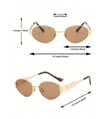 Shein - Metal Retro Women's Oval Fashion Glasses