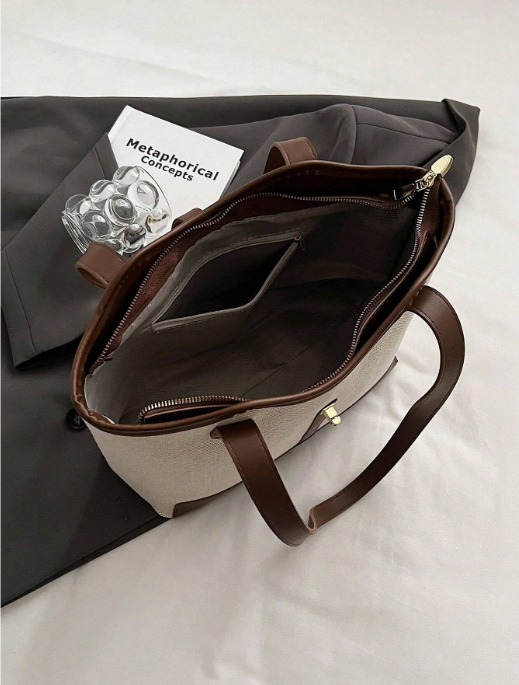 Shein - Casual Business Large Capacity Foldable Dual Strap Tote Bag