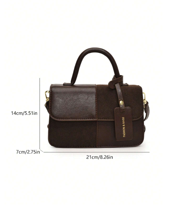 Shein - Matte Suede Custom-Stitched Design Feel Daily Tote Bag