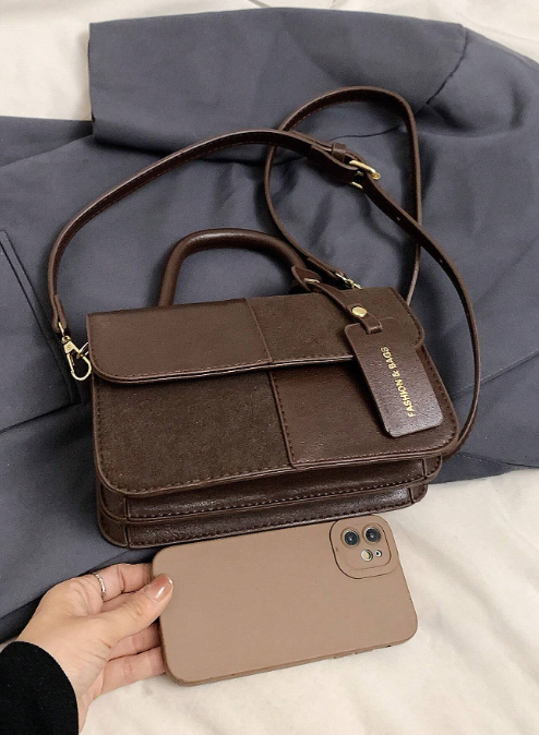 Shein - Matte Suede Custom-Stitched Design Feel Daily Tote Bag