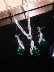 Shein -  1 Set Of Fashion & Shiny & Luxury Party Rhinestone Necklace, Earring Set