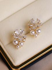 Shein - 1 Pair Of Delicate Small Pearl Studs,Uitable