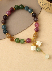 Shein - 1pc Natural Multi-Colored Aquamarine Stone Bracelet