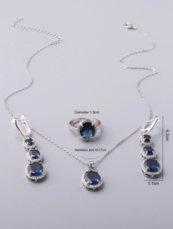 Shein - 4pcs Gemstone Decor Jewelry Set