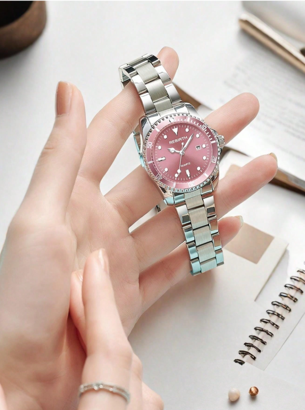 Shein - 1pc Women's Luxury Classic Simple & Versatile Quartz Watch With Calendar