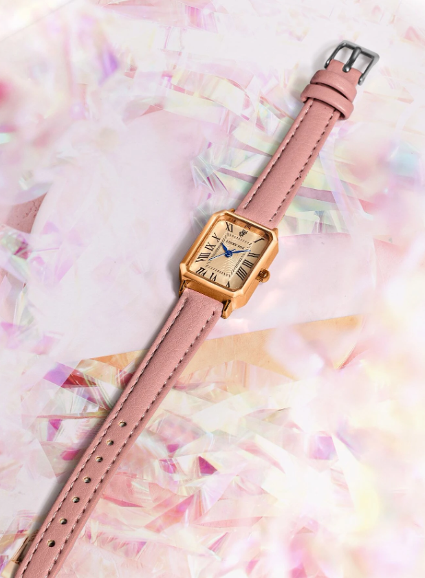 Shein - 1pc Women Pink Simple Casual Business Style Zinc Alloy Retro Quartz Watch