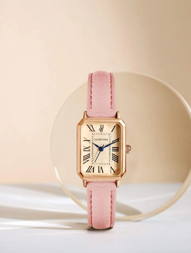 Shein - 1pc Women Pink Simple Casual Business Style Zinc Alloy Retro Quartz Watch
