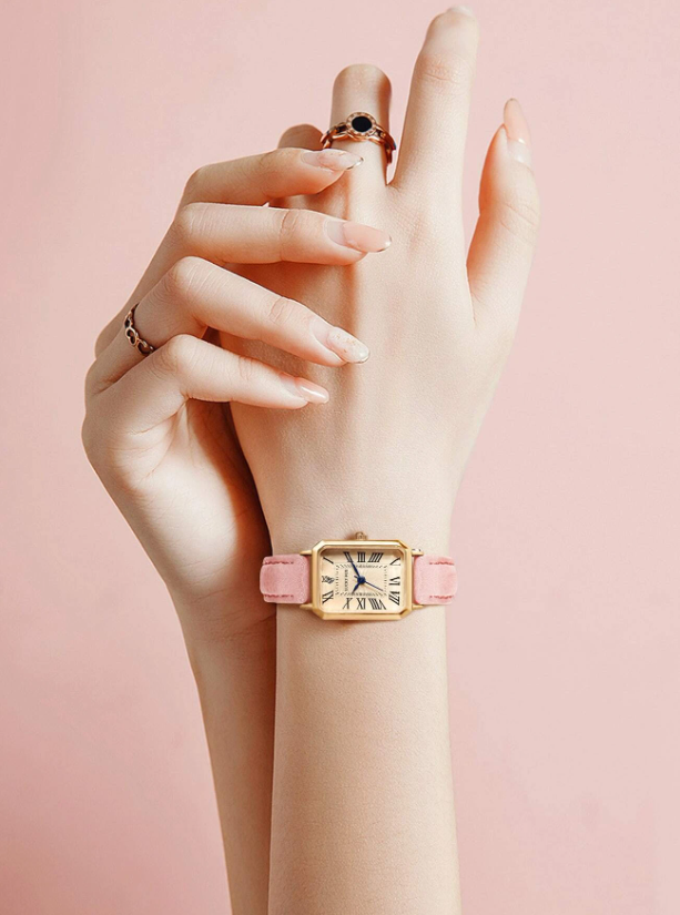 Shein - 1pc Women Pink Simple Casual Business Style Zinc Alloy Retro Quartz Watch