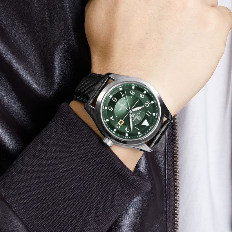 Naviforce - NF-8022-Green Quartz Men Wristwatch Business Casual Leather Bracelet Man Business Male Luminous Clock Watches