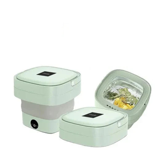 1.8L Portable Mini Foldable Washing Machine with Spinner, Ultrasonic Turbine Washing Machine, Portable Turbo Washer for Travel, Foldable Bucket Type Laundry Clothes Washer, Lightweight Collapsible Bucket Washing Machine