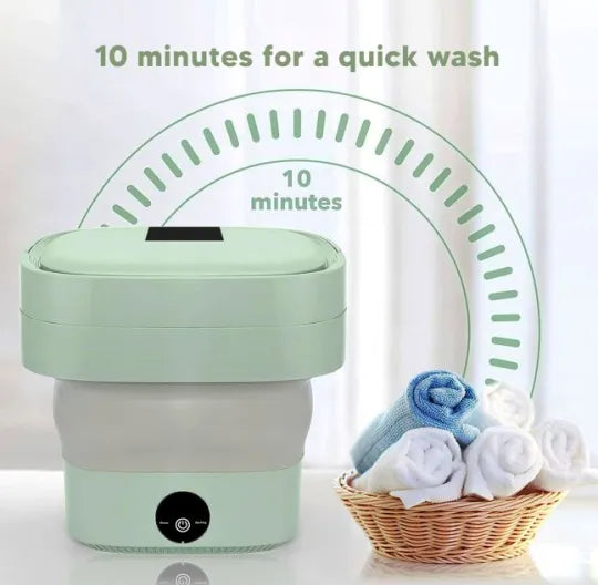 1.8L Portable Mini Foldable Washing Machine with Spinner, Ultrasonic Turbine Washing Machine, Portable Turbo Washer for Travel, Foldable Bucket Type Laundry Clothes Washer, Lightweight Collapsible Bucket Washing Machine