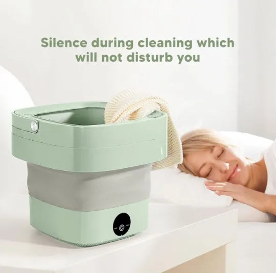 1.8L Portable Mini Foldable Washing Machine with Spinner, Ultrasonic Turbine Washing Machine, Portable Turbo Washer for Travel, Foldable Bucket Type Laundry Clothes Washer, Lightweight Collapsible Bucket Washing Machine