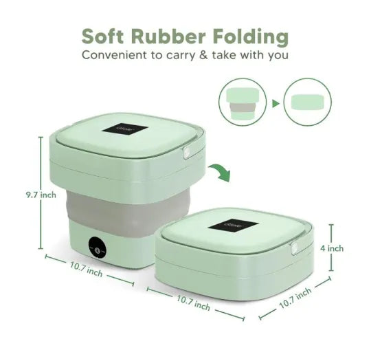 1.8L Portable Mini Foldable Washing Machine with Spinner, Ultrasonic Turbine Washing Machine, Portable Turbo Washer for Travel, Foldable Bucket Type Laundry Clothes Washer, Lightweight Collapsible Bucket Washing Machine