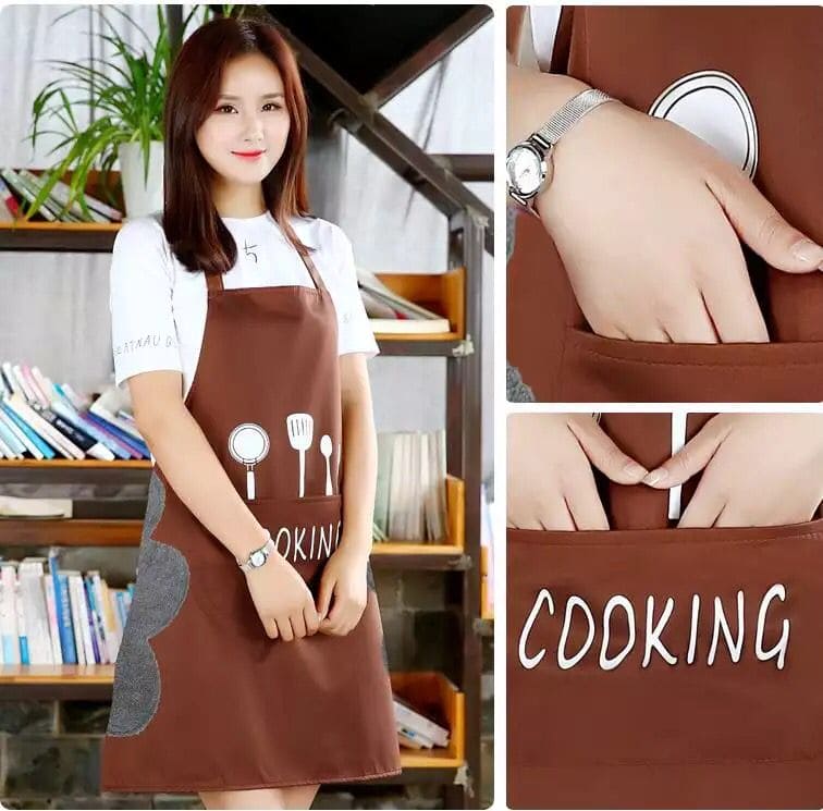 Women Wipeable Kitchen Apron, Enlarged Pocket Waterproof Oil-Proof Coffee Pinafore, Cooking Baking  Adult Bib, Kitchen Bib Aprons For Women & Men