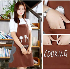 Women Wipeable Kitchen Apron, Enlarged Pocket Waterproof Oil-Proof Coffee Pinafore, Cooking Baking  Adult Bib, Kitchen Bib Aprons For Women & Men