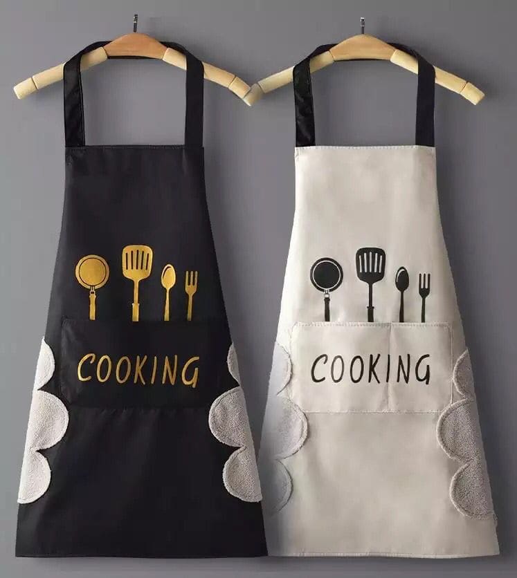 Women Wipeable Kitchen Apron, Enlarged Pocket Waterproof Oil-Proof Coffee Pinafore, Cooking Baking  Adult Bib, Kitchen Bib Aprons For Women & Men