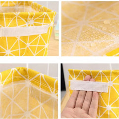 Cotton Foldable Desktop Storage Box, Waterproof Toys Laundry Storage Basket, Cosmetic Laundry Storage Organizer, Collapsible Basket For Cosmetics and Toys Storage