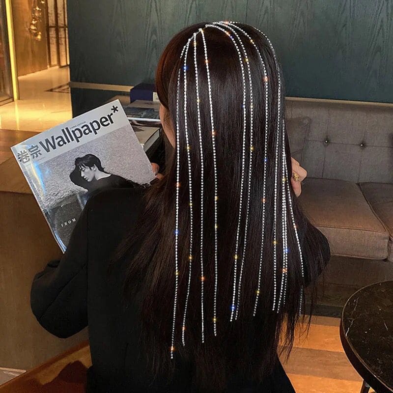 Amazing Open Hair Jewellery Metal Long Tassels Crystal Headband Hair Hoop Elegant Wind Princess Hairpin Women Jewellery