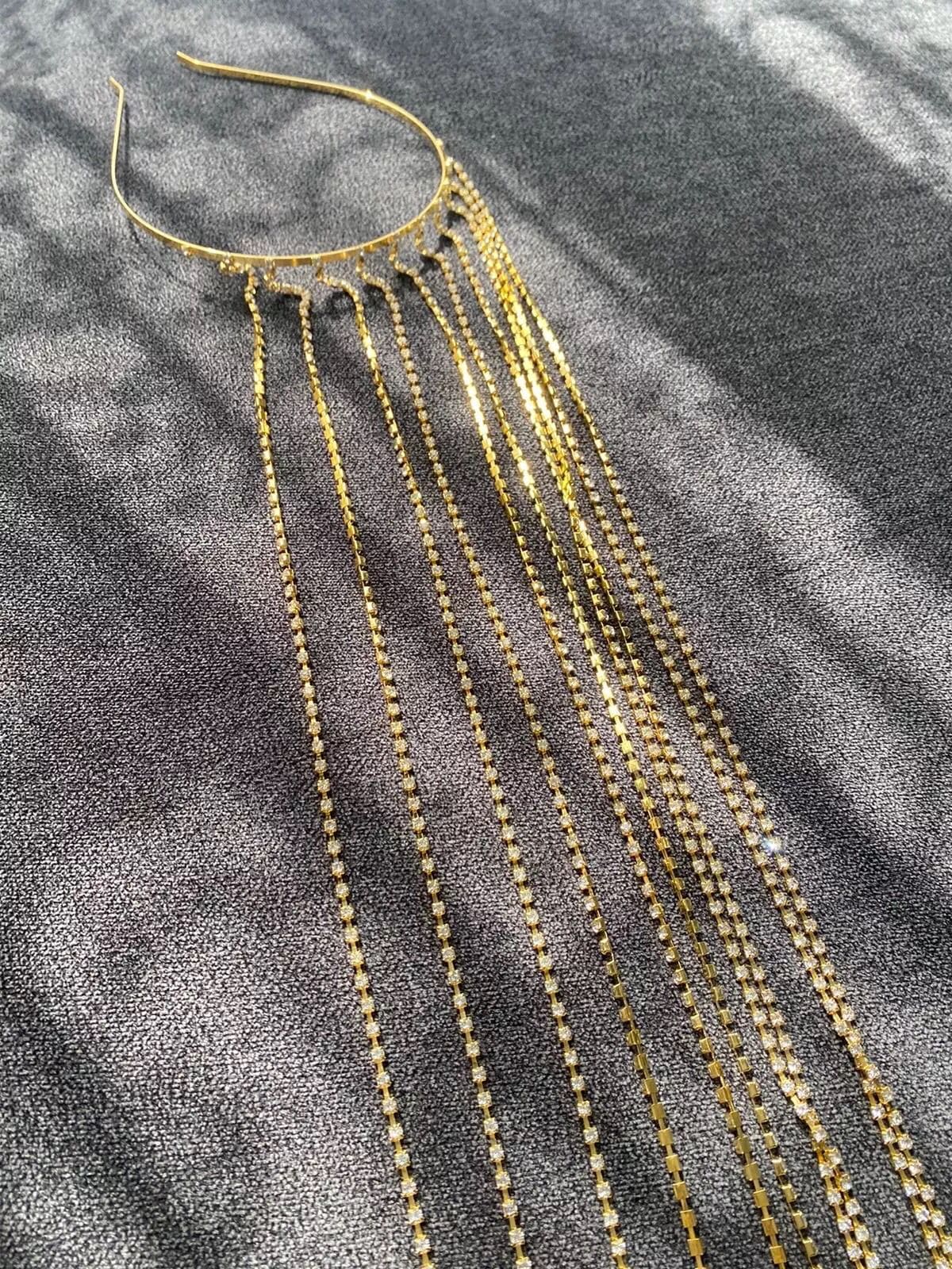 Amazing Open Hair Jewellery Metal Long Tassels Crystal Headband Hair Hoop Elegant Wind Princess Hairpin Women Jewellery