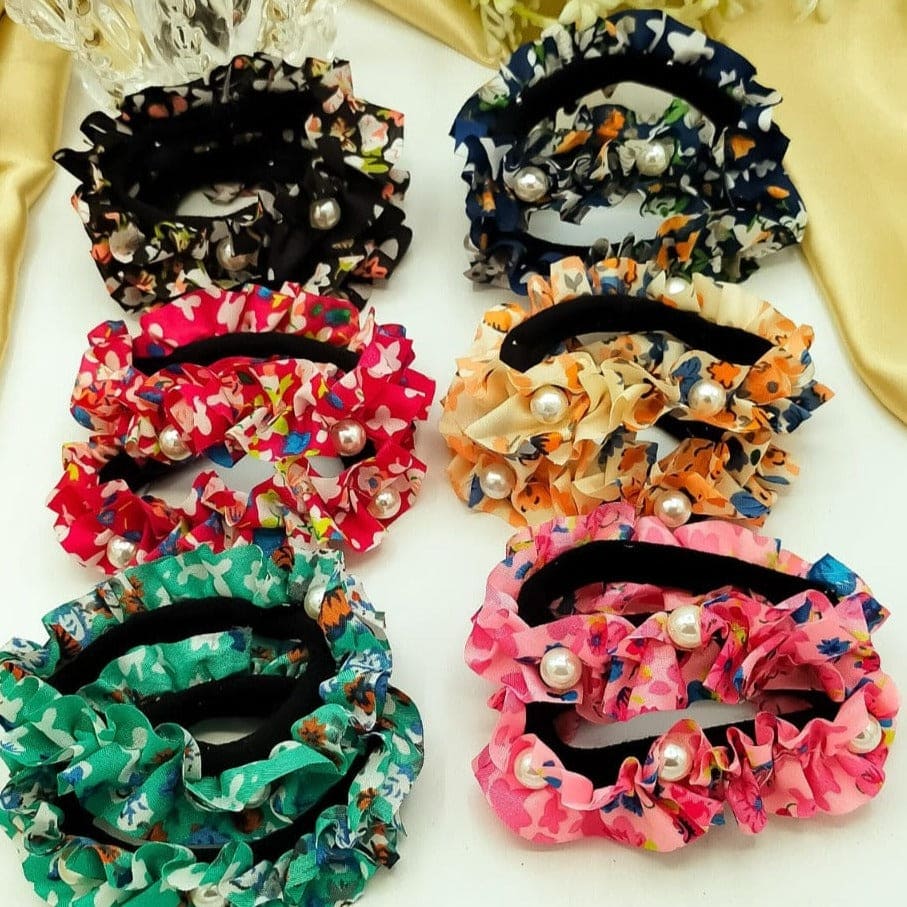 Pack of 6 Hair Scrunchies, Elastic Bands Ponytail Holder, Ties Rope Chiffon Headband,  Anti-Hair-Breakage Ponies Set for Girls, Women