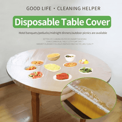 Set Of 10 Disposable Table Cover, PVC Round Waterproof Cover, Transparent Elastic Edged Tablecloth, Home Disposable Table Protection Cover