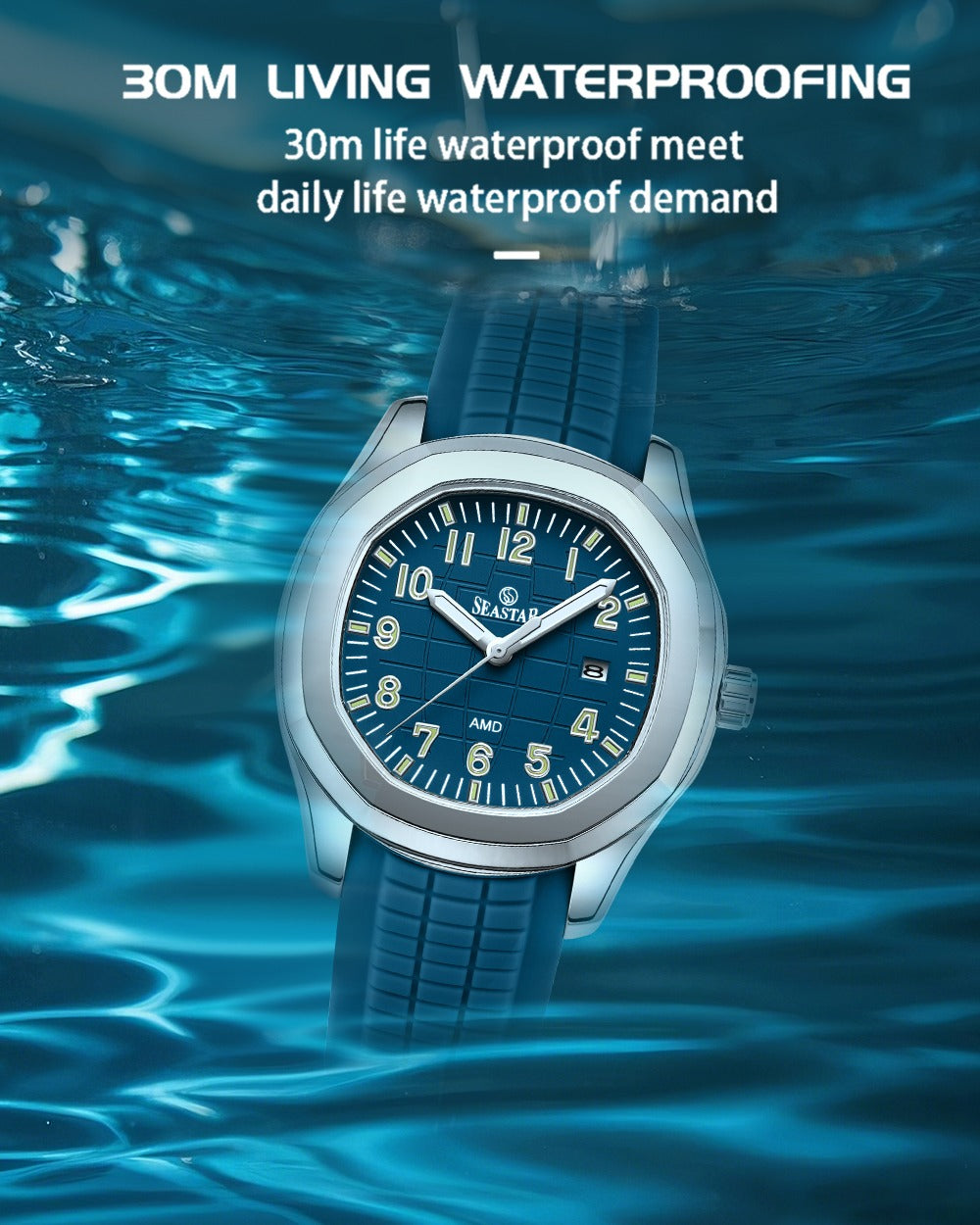 Seastar SS-2442M – Men's Sport Silicone Strap Casual Watch