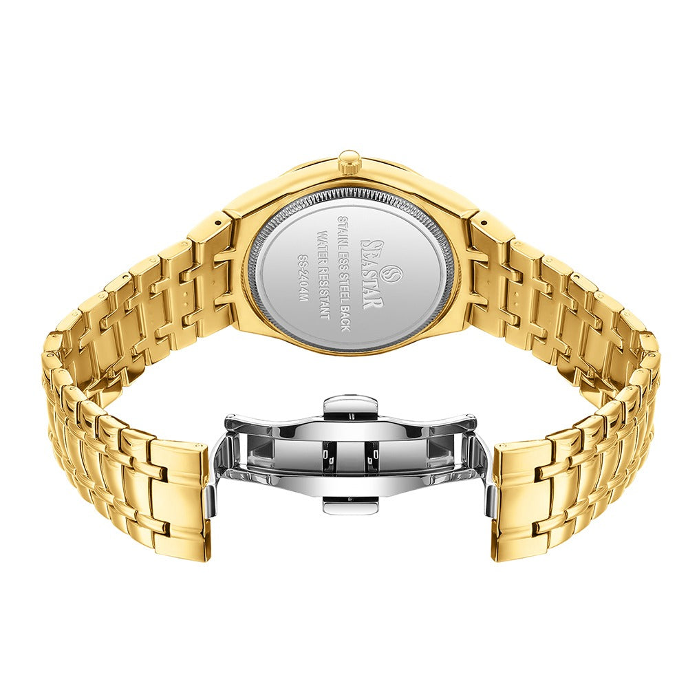 Seastar SS-2404M Men’s Two Tone Crystal Stainless Steel Watch