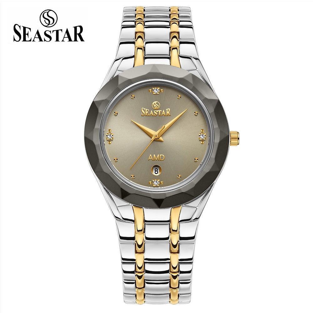 Seastar SS-2404M Men’s Two Tone Crystal Stainless Steel Watch
