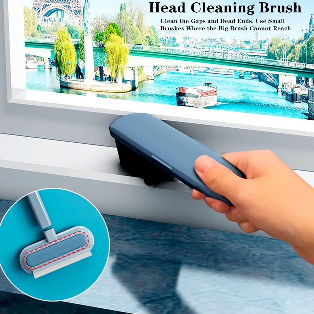 4 In 1 Window Washer Kit, Multifunctional Mesh Screen Brush, Washable Household Cleaning Accessories, Multipurpose Magic Scrubber Brush, Double Sided Detachable Window Cleaner Tool