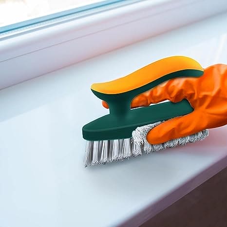 4 In 1 Crevice Cleaning Brush, Deep Cleaning Scraper, Multifunctional Household Cleaning Tools, Tile Grout Cleaner Brush with Squeegee, Multifunctional scrubbing Floor Brush for Cleaning Corner Window Sink Kitchen, V Shaped Cleaning Brush