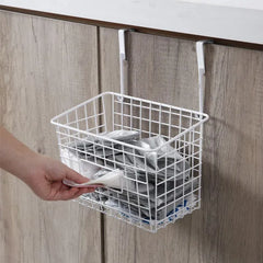 Wrought Iron Hanging Basket, Over Cabinet Door Hanging Storage Basket, Durable Bathroom  Kitchen Wall Shelf, Stainless Steel Grid Storage Baskets, Iron Mesh Shelf Basket, Multifunction Hanging Basket, Under The Dormitory Hanging Shelf