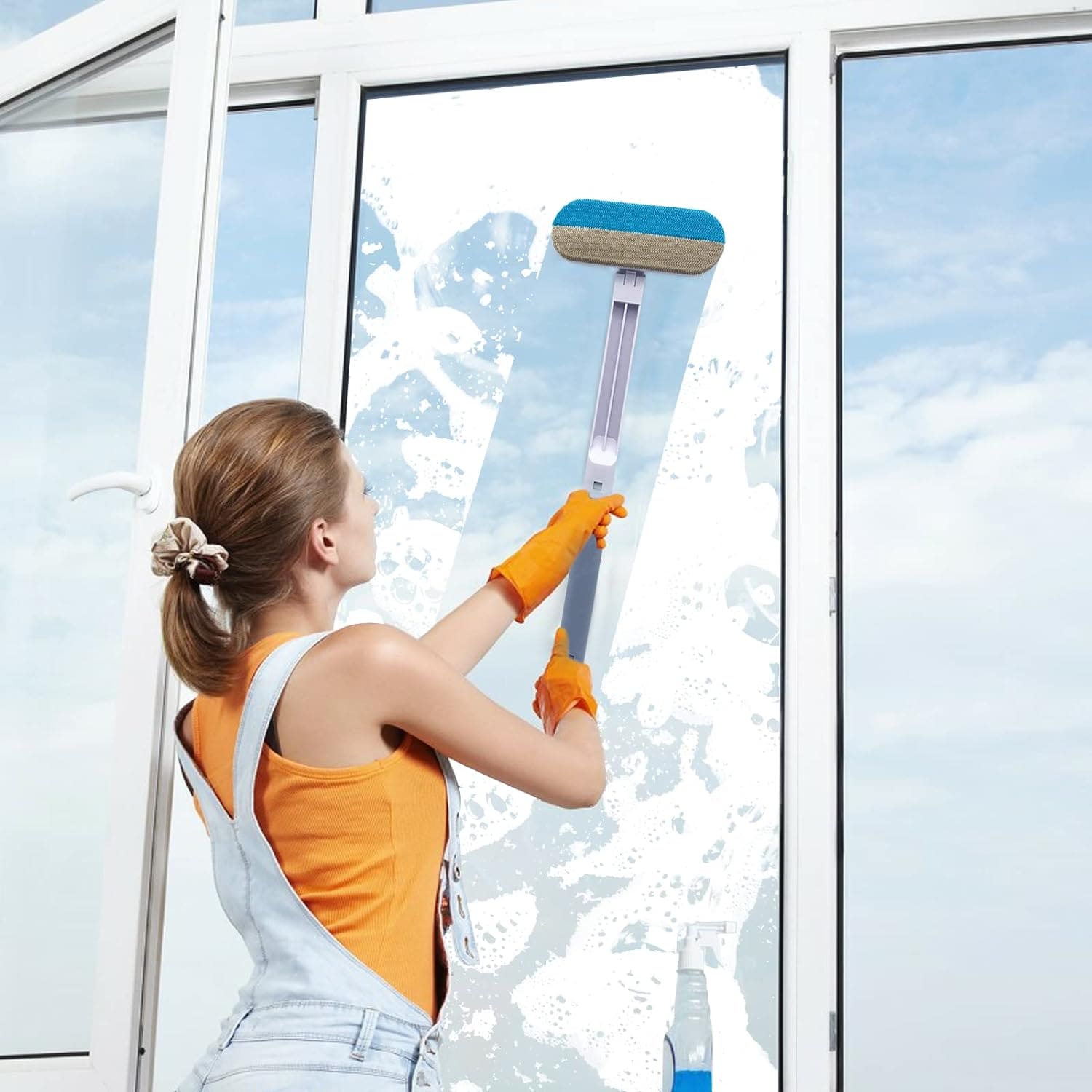 4 In 1 Window Washer Kit, Multifunctional Mesh Screen Brush, Washable Household Cleaning Accessories, Multipurpose Magic Scrubber Brush, Double Sided Detachable Window Cleaner Tool