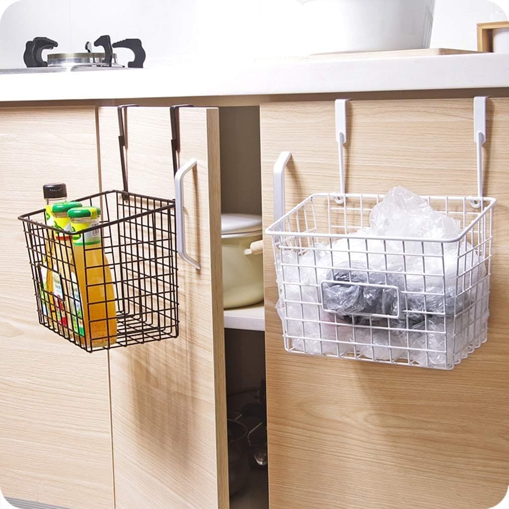Wrought Iron Hanging Basket, Over Cabinet Door Hanging Storage Basket, Durable Bathroom  Kitchen Wall Shelf, Stainless Steel Grid Storage Baskets, Iron Mesh Shelf Basket, Multifunction Hanging Basket, Under The Dormitory Hanging Shelf