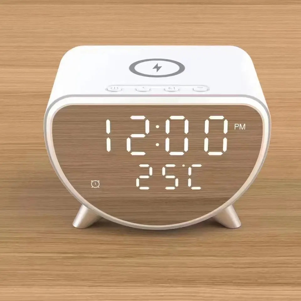 Charging Station Alarm Clock, Wireless Charger Clock LED Digital Alarm Clock, Qi Charging Station Desktop Clocks, 3 in 1 Alarm Clock Wireless Charger Stand, Multifunctional Wireless Charging Dock Station, Temperature Monitor Portable Wireless Charger