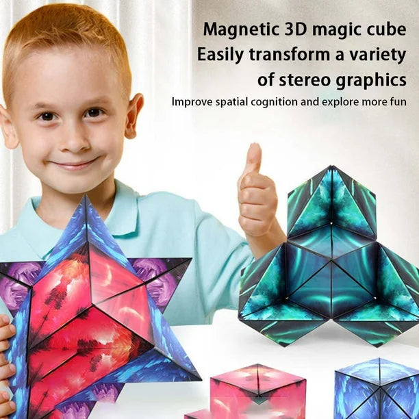 3D Shape Shifting Cube, Anti Stress Hand Flip Puzzle, Triple Dimensional Geometric Cube, Magnetic Puzzle Cube Toy, Professional Speed Variety Puzzle, Mind Thinking Learning Educational Toy, Face Changeable Magnetic Magic Block