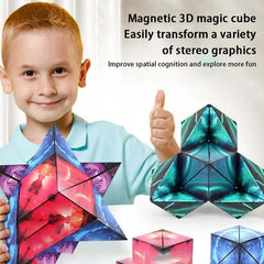 3D Shape Shifting Cube, Anti Stress Hand Flip Puzzle, Triple Dimensional Geometric Cube, Magnetic Puzzle Cube Toy, Professional Speed Variety Puzzle, Mind Thinking Learning Educational Toy, Face Changeable Magnetic Magic Block