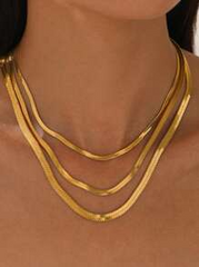 Shein Simple 18K Gold Plated Stainless Steel Snake Chain Necklace Suitable for Women's Daily Wear