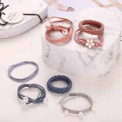 Set Of 8 Elastic Ponytail, Faux Pearl Hair Ties Elastic Hair Bands Ropes, Hair Elastics Scrunchies Ponytail Holders, Hair Accessories For Women Girls