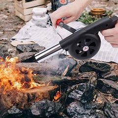 Manual BBQ Blower, Barbecue Hair Dryer, BBQ Grill Fire Starter, Portable Household Hand Blower, Flame Exciter for BBQ Picnic Outdoor Camping Hiking Cooking Tool, Hand Crank BBQ Fan, Combustion Supporting Blower, Picnic Camping Stove Accessories