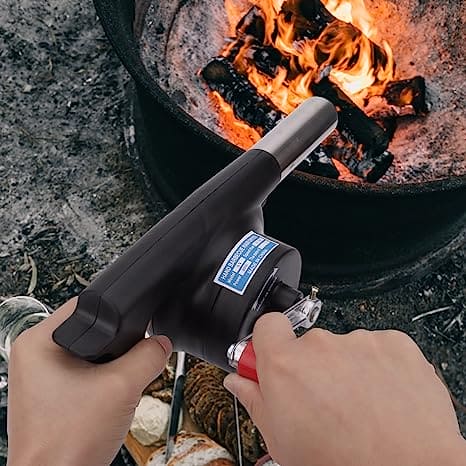 Manual BBQ Blower, Barbecue Hair Dryer, BBQ Grill Fire Starter, Portable Household Hand Blower, Flame Exciter for BBQ Picnic Outdoor Camping Hiking Cooking Tool, Hand Crank BBQ Fan, Combustion Supporting Blower, Picnic Camping Stove Accessories