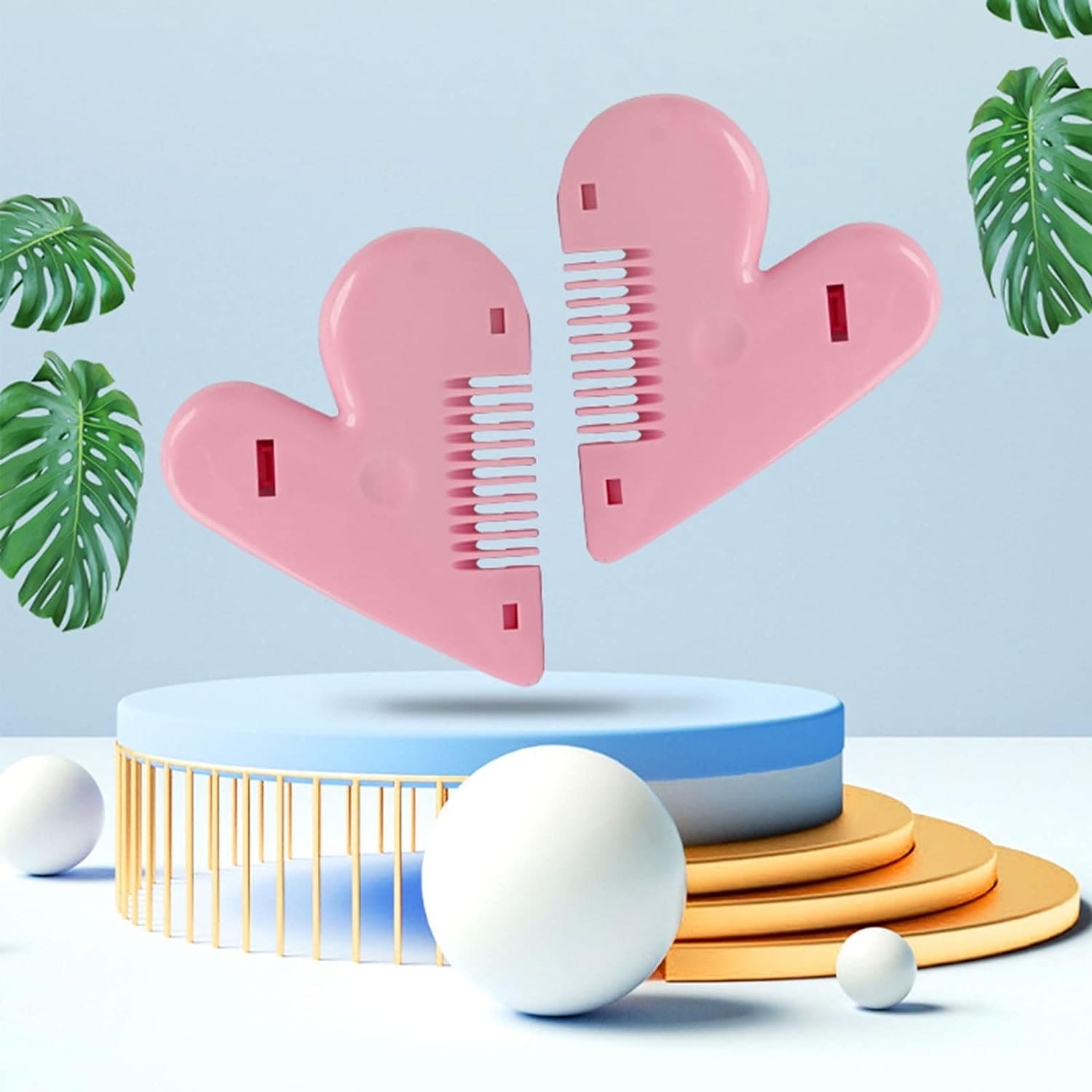 Love Heart Hair Trimming Comb, Pink Mini Hair Trimmer, Cute Manual Hair Cutting Comb, Women Hair Cutting Comb, Body Hair Removal, Pubic Hair Brush, Self Hair Cutting Comb