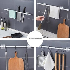 Set Of 2 Transparent Curtain Rod Holder, Household Fixed Clip, Hanging Hook Holder, Self Adhesive Sticky Hooks, Adjustable Clamp Bracket Holder, Crossbar Hook for Storing Gadgets, Multipurpose Curtain Rod Holder