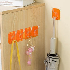 Six Hook Sticky Hanger, Multipurpose Wall Hooks, Transparent Plastic Duty Wall Hook for Kitchen Bathroom Office Storage, Wall Mounted Towel Hanger