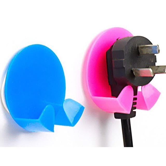 Set Of 2 Cuddle Hook, Self Adhesive Plug Holder, Multipurpose Wall Hook, Wall Plug Hook Bracket, Punch Power Cord Socket Hook, Household Practical Gum Hooks