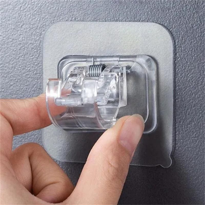 Set Of 2 Transparent Curtain Rod Holder, Household Fixed Clip, Hanging Hook Holder, Self Adhesive Sticky Hooks, Adjustable Clamp Bracket Holder, Crossbar Hook for Storing Gadgets, Multipurpose Curtain Rod Holder