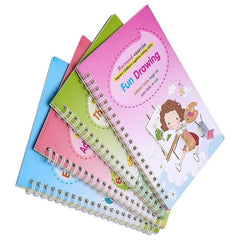 Set of 4 Child Learning Book, Writing Practice Copy Books, Magic Practice Copy Book For Kids, Handwriting Copy Book Set With Magic Pen, Children Reusable Workbook, Tracing Workbook with Pens